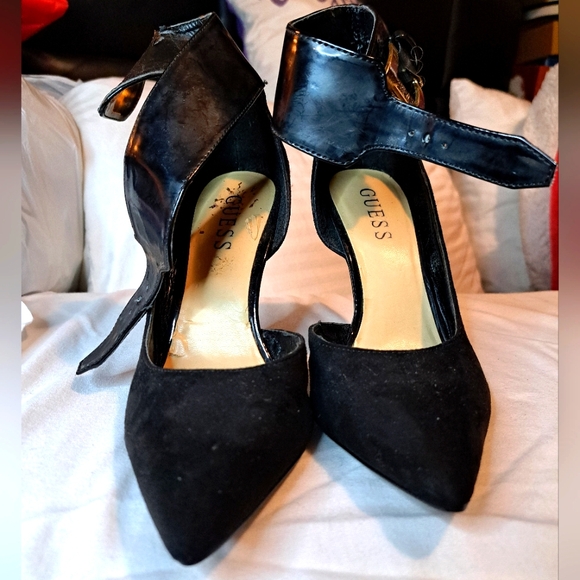 Guess Black Stiletto Heels with Ankle Strap - Picture 1 of 6